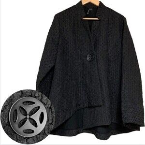 Classic Black Lightweight Crinkle Glitter Cape Jacket Medium by JJ Fall